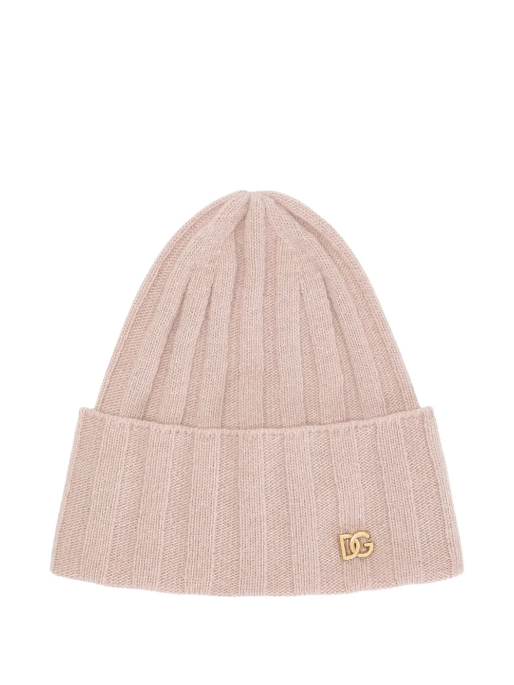 Dolce & Gabbana Kids Ribgebreide muts met logodetail Roze