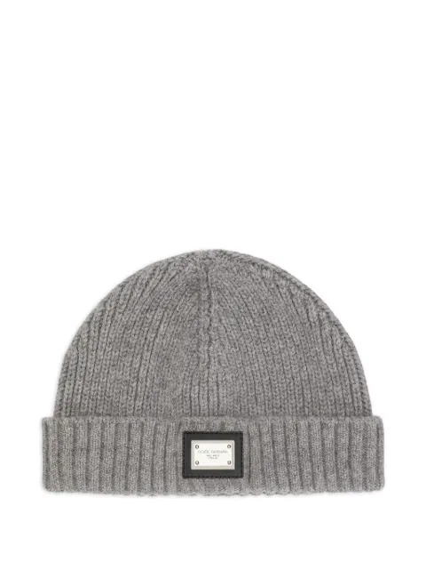 Dolce & Gabbana Kids ribbed logo-plaque beanie hat
