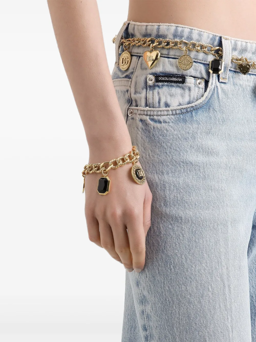 Dolce & Gabbana Schakelarmband met bedel - Goud