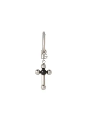 【Dolce & Gabbana】 DNA Cross シングル ピアス Sicily Earrings 18-carat yellow gold and black sapphires in