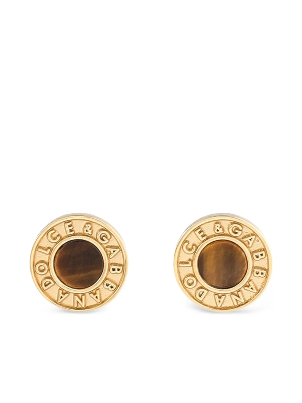 Dolce & Gabbana logo-engraved stud earrings - ゴールドトーン Dolce & Gabbana logo-engraved stud earrings - ゴールドトーン