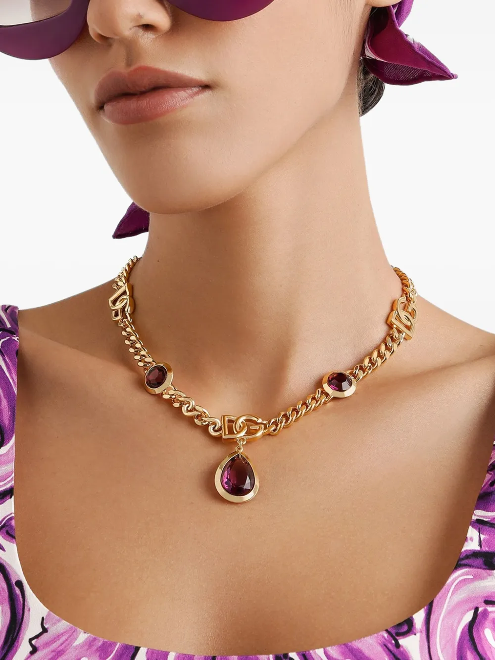 Dolce & Gabbana Halsketting met logoplakkaat - Goud