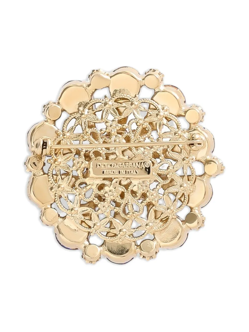 Dolce & Gabbana Crystal-embellished Brooch In Blue