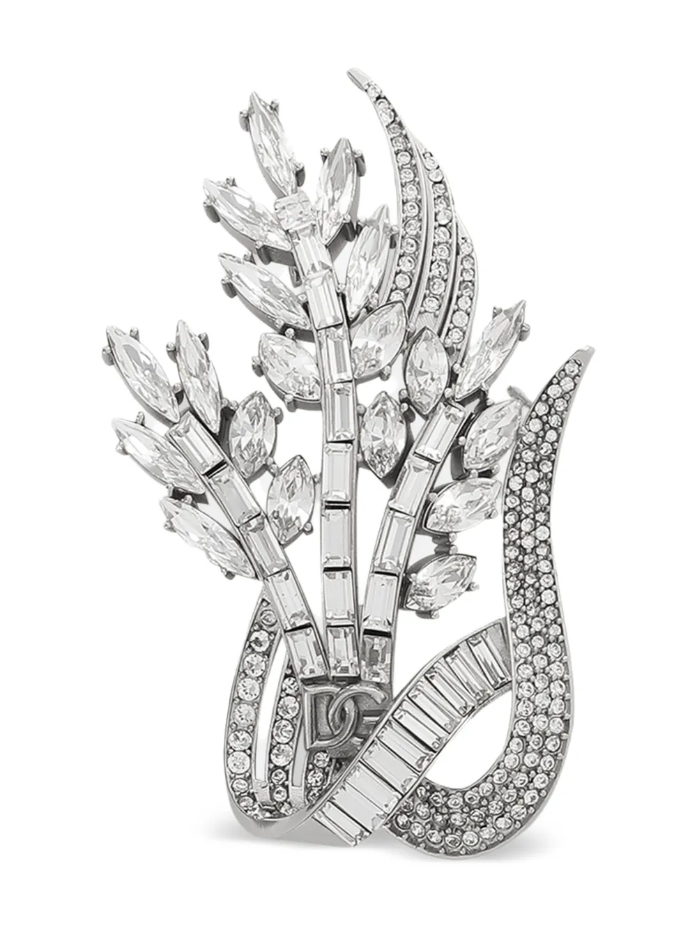 Dolce & Gabbana Brosche In Blumenform Mit Kristallen In Metallic