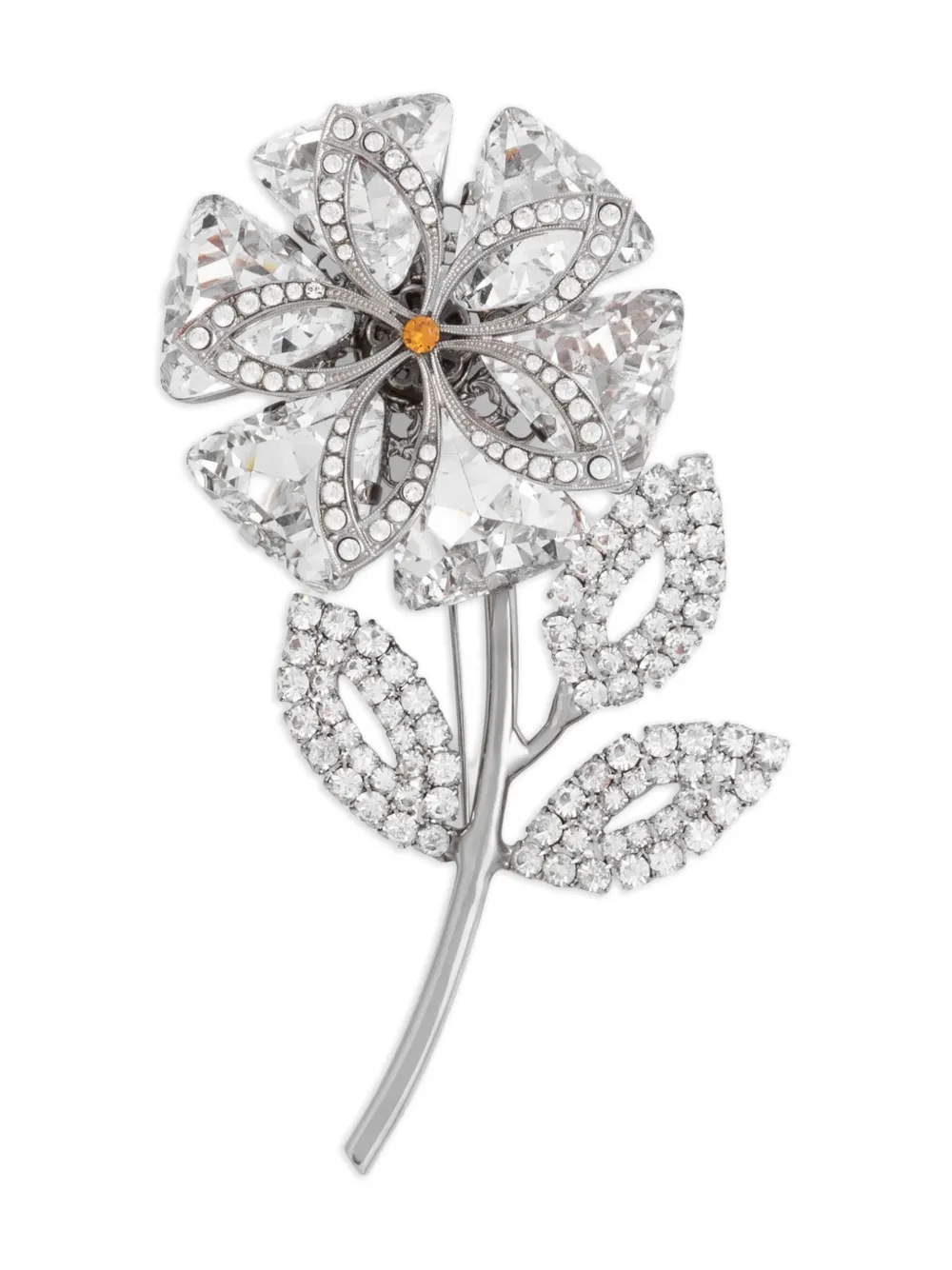 Dolce & Gabbana Rhinestone-embellished Floral Brooch In White