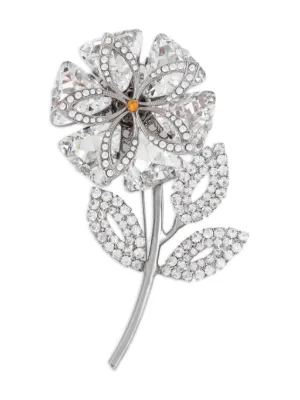 Dolce & Gabbana crystal-embellished Floral Brooch | Silver