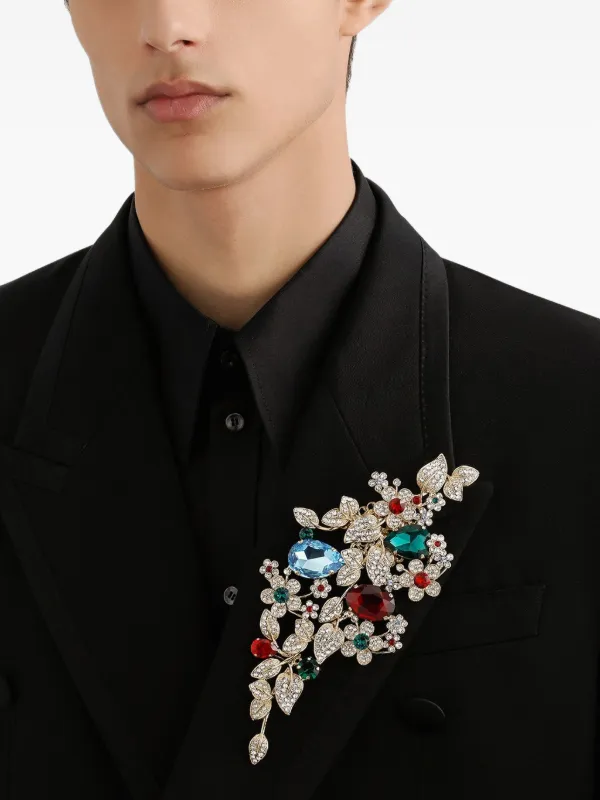 Dolce & Gabbana crystal-embellished Floral Brooch | Multicolour