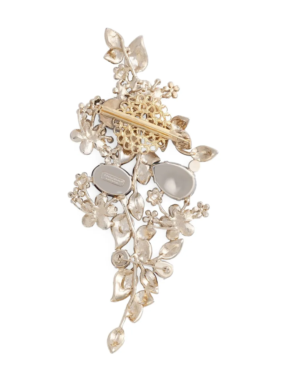 DOLCE & GABBANA CRYSTAL-EMBELLISHED FLORAL BROOCH