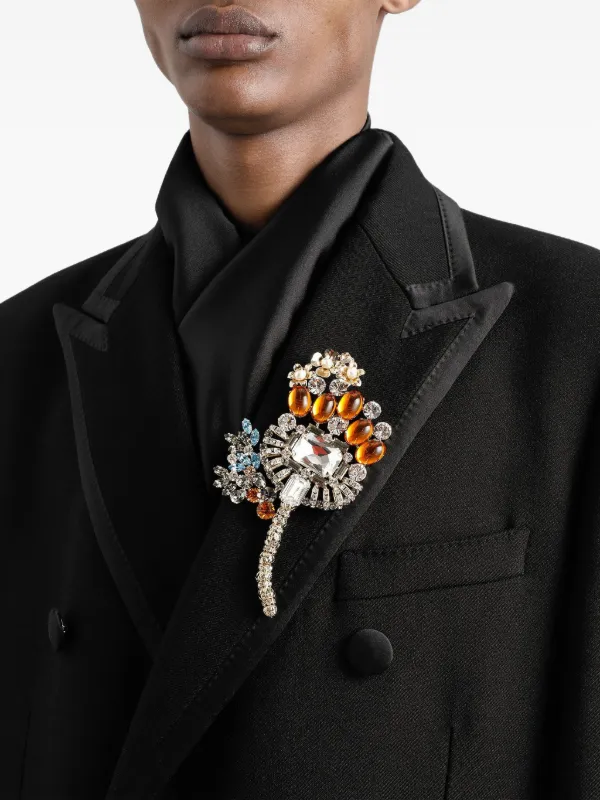 【DOLCE & GABBANA】 ブローチ Dolce & Gabbana crystal-embellished Brooch | Silver | FARFETCH