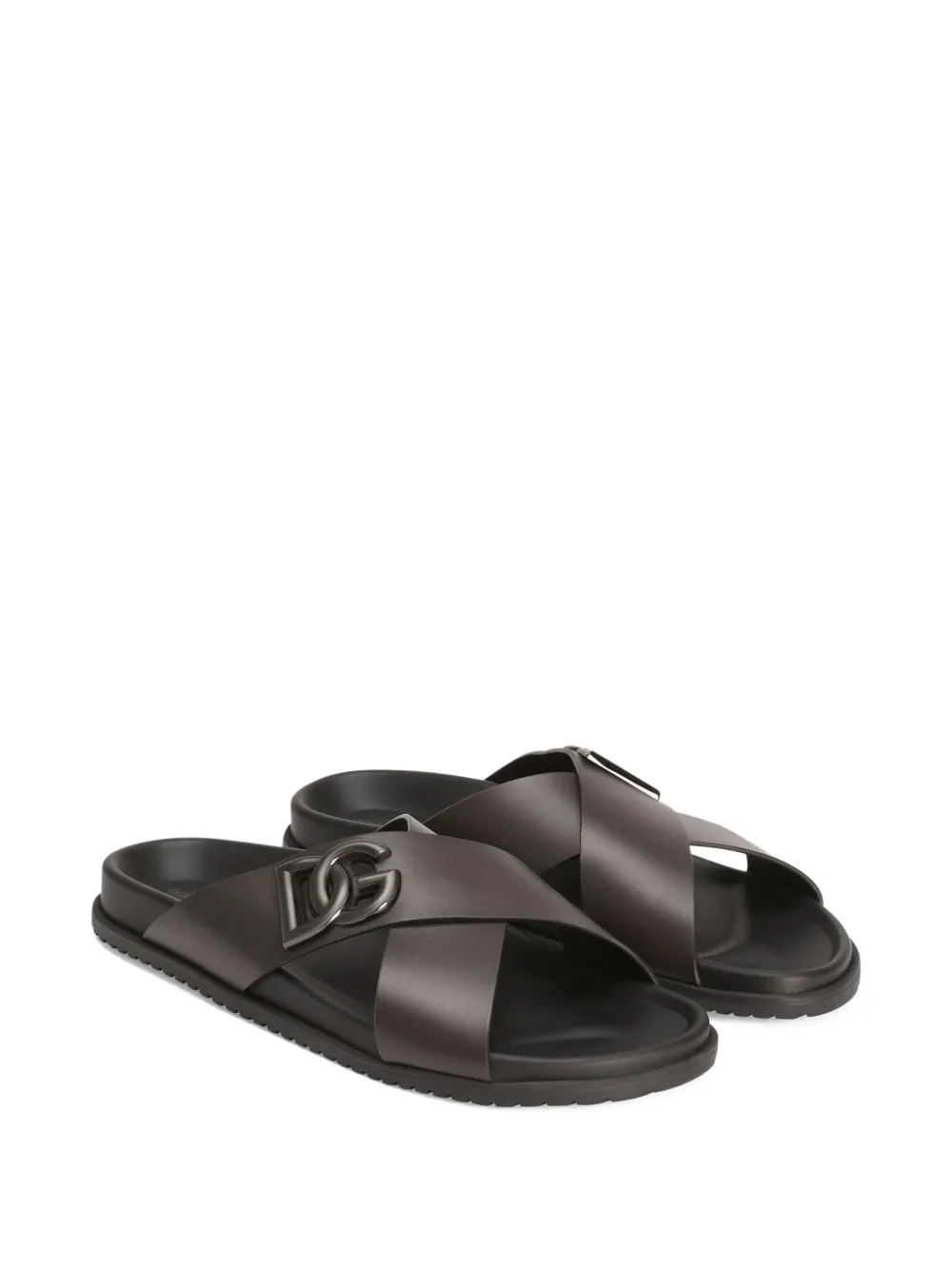 Dolce & Gabbana leather slides Brown