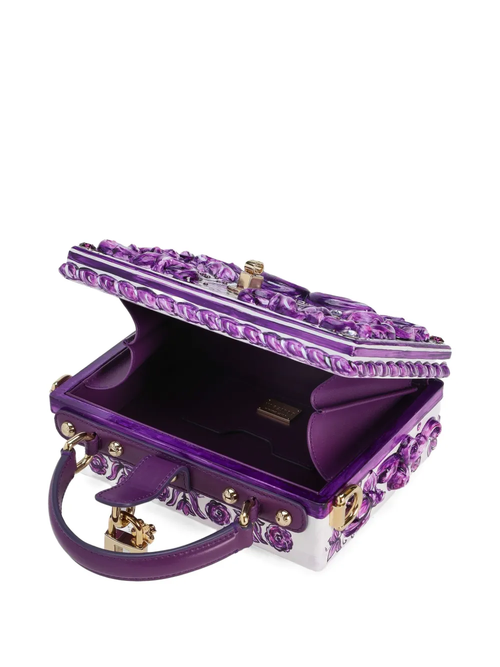 Dolce & Gabbana Tas verfraaid met bloemen en handgreep Paars