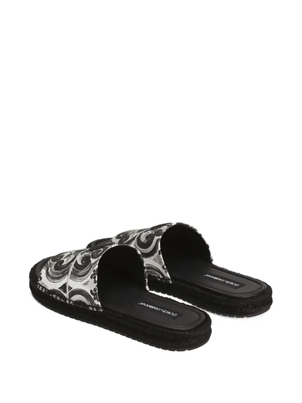 サンダル・ミュール DOLCE & GABBANA MAIOLICA PRINT SLIDES Dolce & Gabbana Majolica-print Slides | Black | FARFETCH