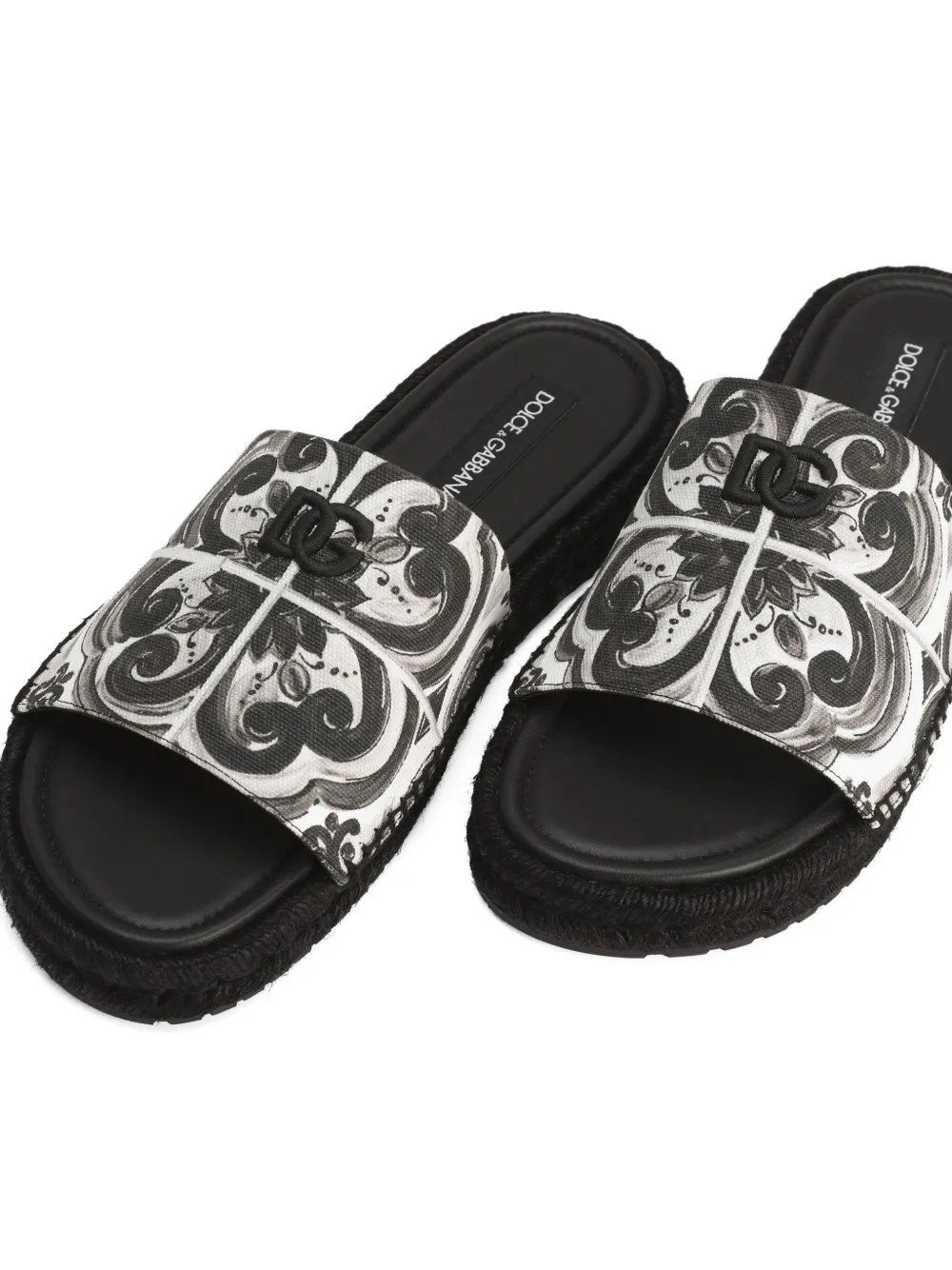 Dolce & Gabbana Majolica-print slides Black