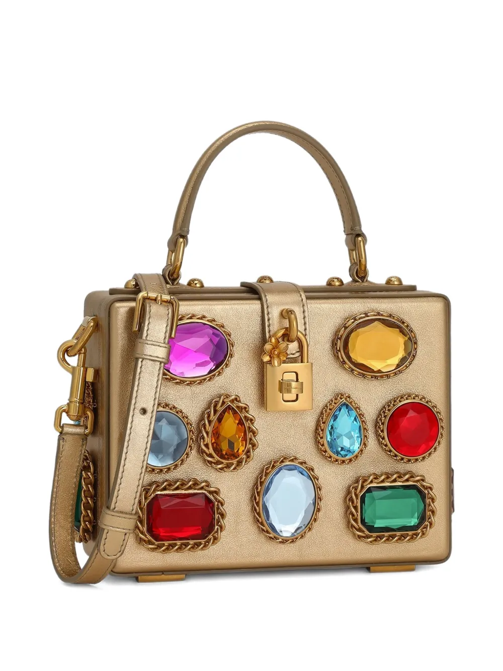 Dolce & Gabbana jewel-embellished box tote bag Goud