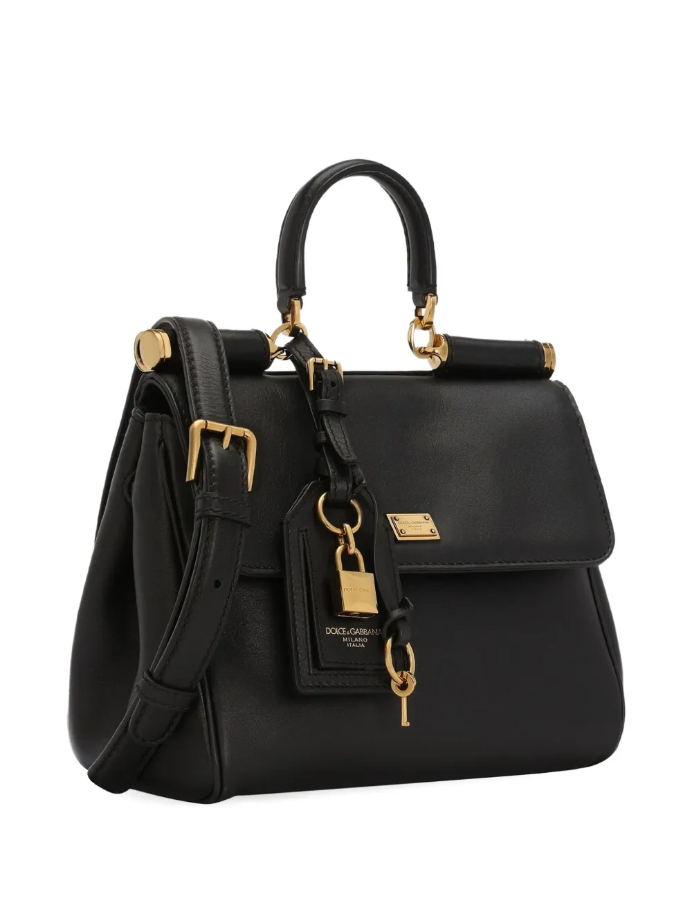 Dolce & Gabbana Medium Sicily leren handtas met structuur Zwart