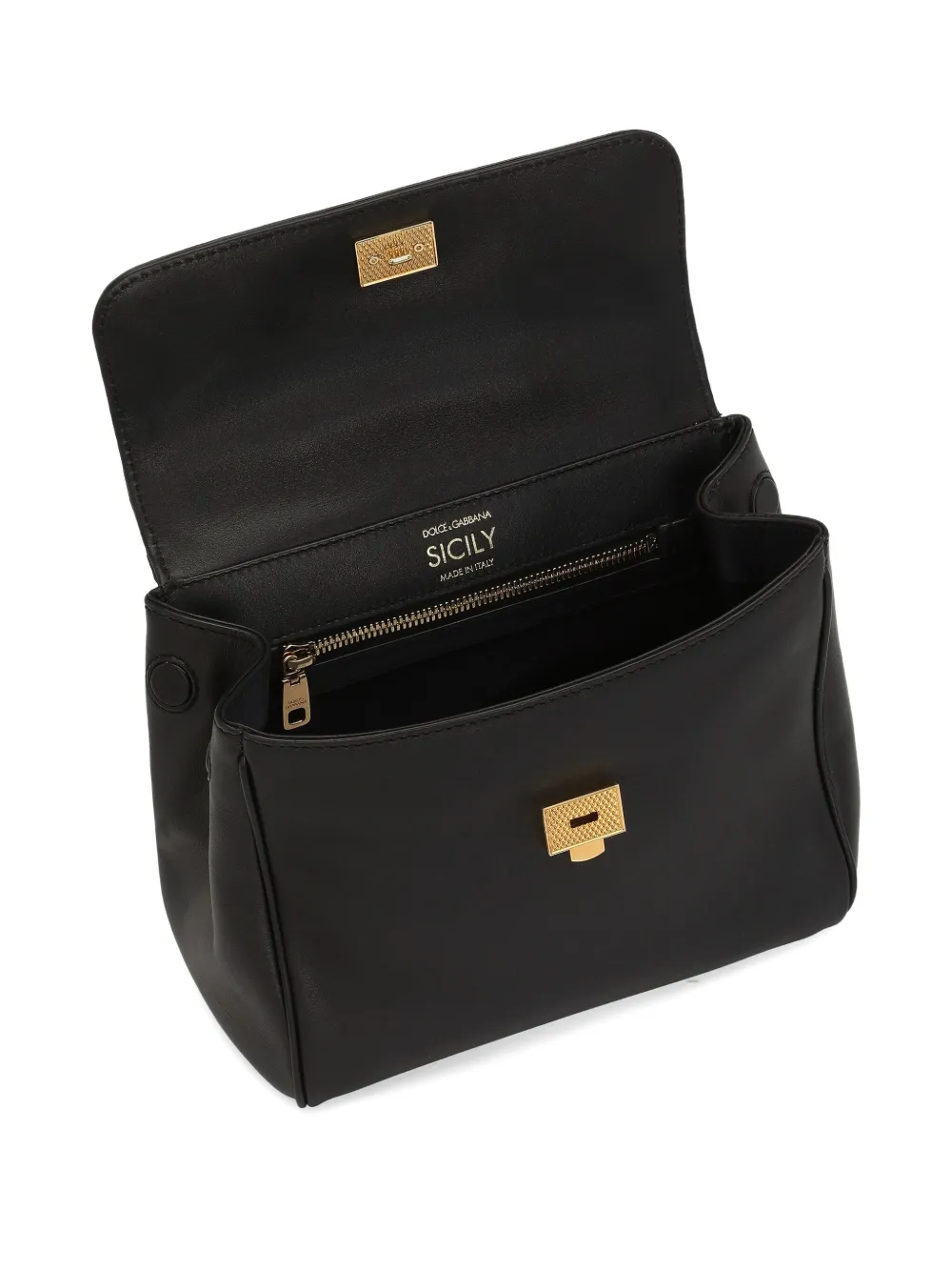 Dolce & Gabbana Medium Sicily leren handtas met structuur Zwart