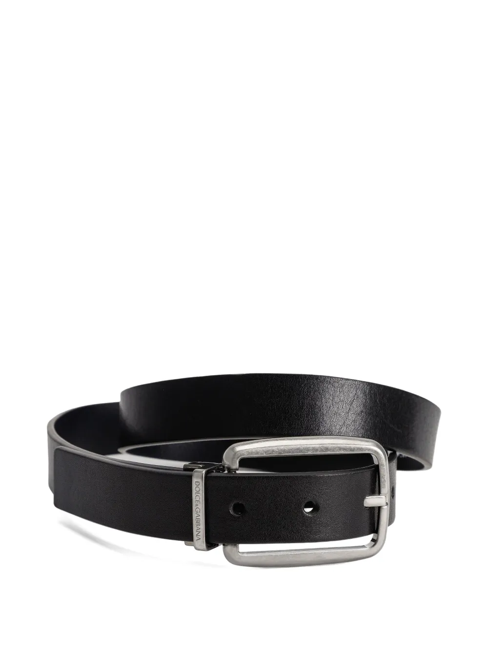 Dolce & Gabbana Leather Rectangle-buckle Belt In Black