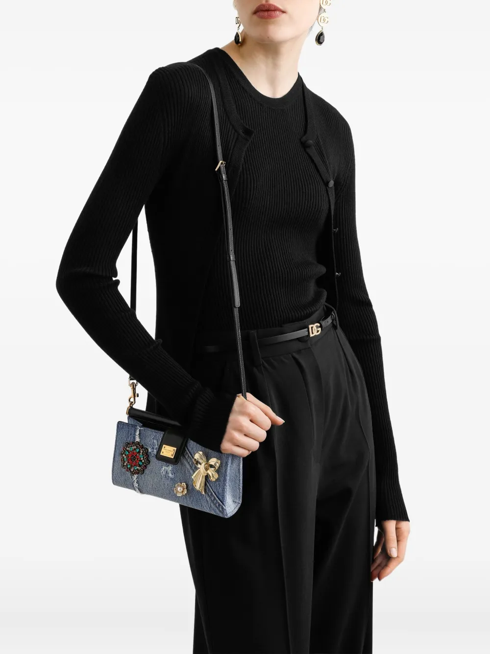 Dolce & Gabbana Denim mini-tas verfraaid met patch Blauw