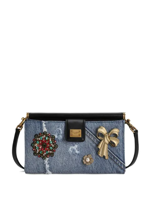 Dolce & Gabbana شنطة صغيرة جينز مزينة بشارة