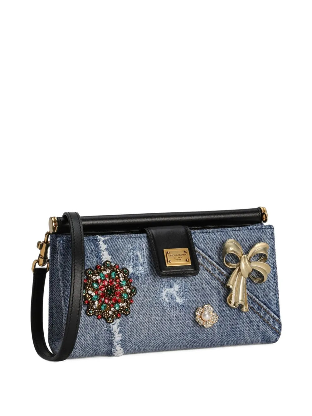 Dolce & Gabbana Denim mini-tas verfraaid met patch Blauw