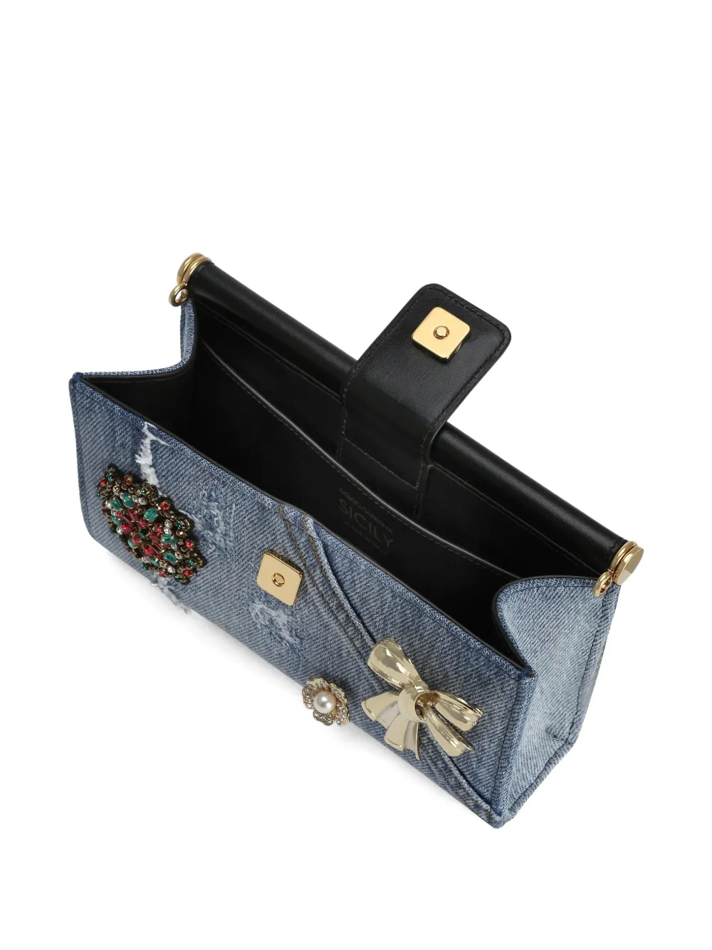 Dolce & Gabbana Denim mini-tas verfraaid met patch Blauw