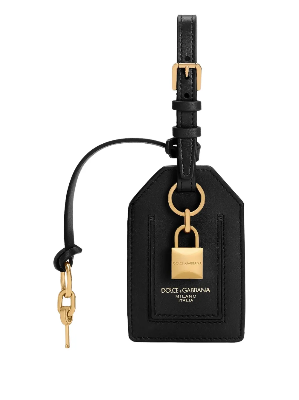 Dolce & Gabbana padlock detail leather luggage tag - Nero