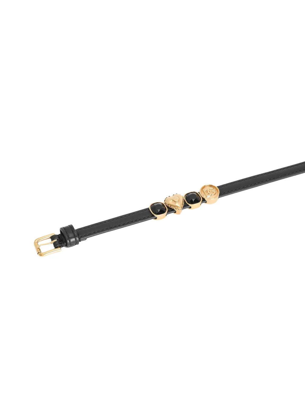Dolce & Gabbana Embellished Leather Choker In Black