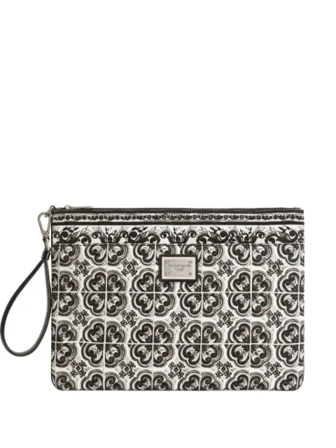 Dolce & Gabbana graphic-print leather clutch bag