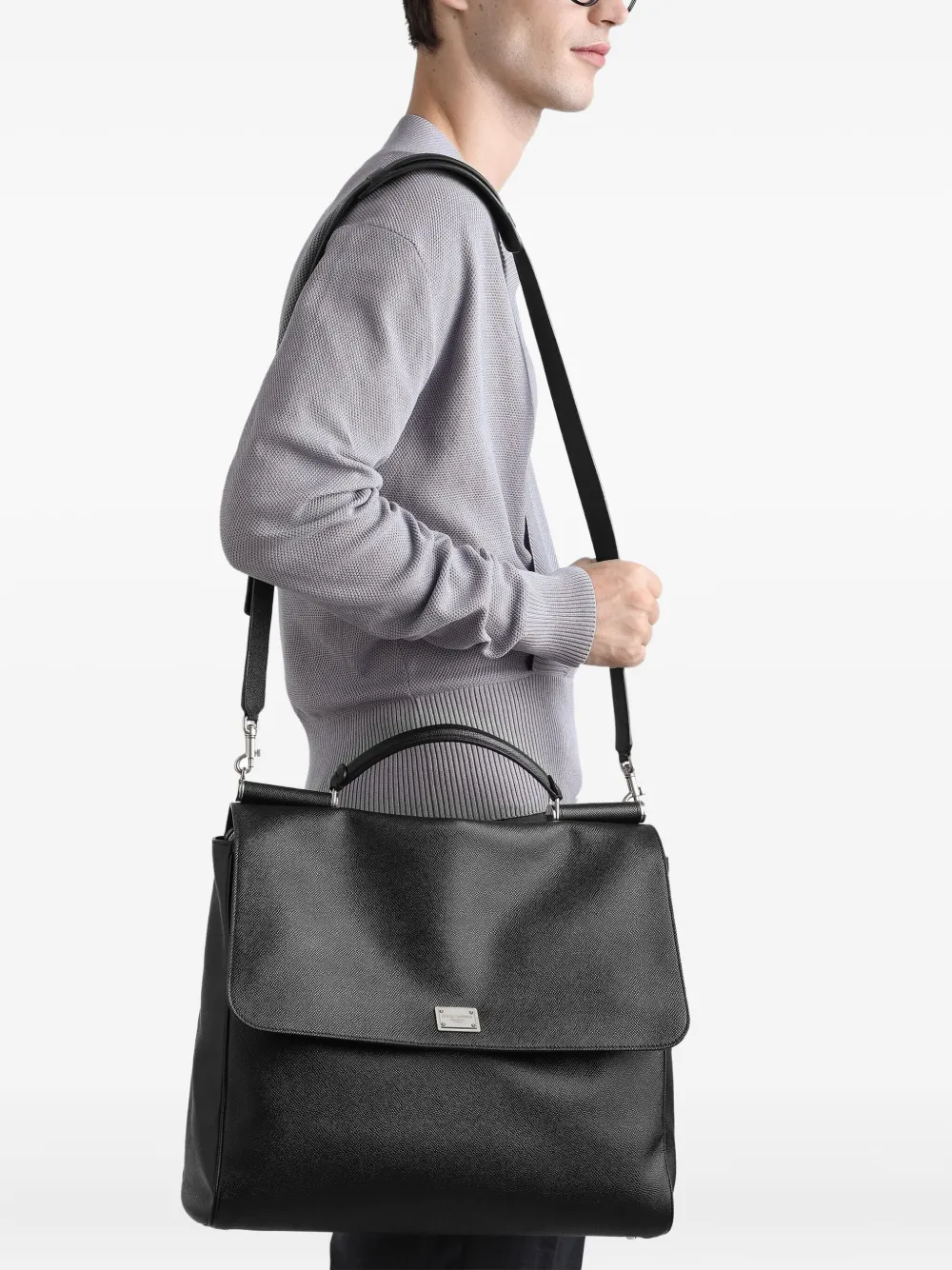 Dolce & Gabbana Sicily leren schoudertas - Zwart