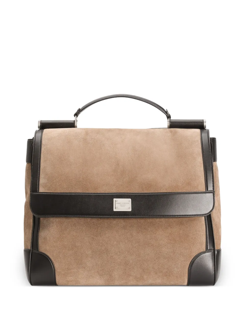 Dolce & Gabbana Sicily leren schoudertas met suède structuur Bruin