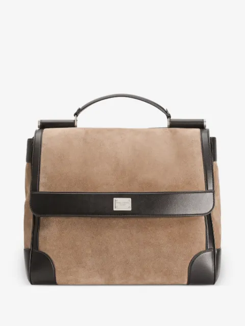 Dolce & Gabbana Sicily suede and leather structured shoulder bag