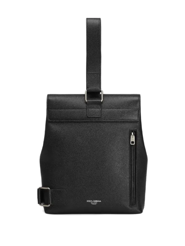DOLCE & GABBANA Marlene ロゴブラックレザークロスボディバッグ Blackのメンズ MARLENE アルパインカーフスキン クロスボディ