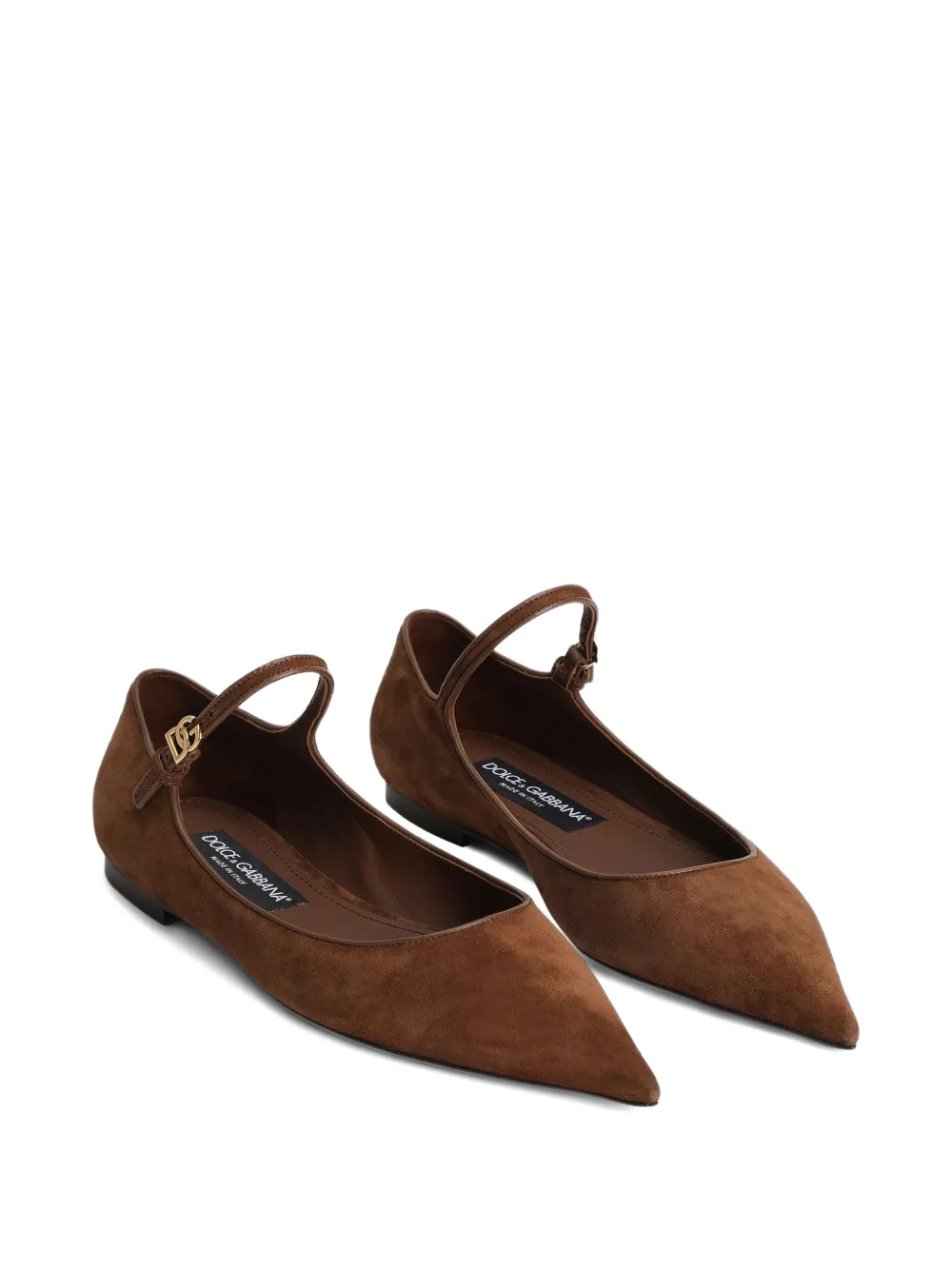 Dolce & Gabbana pointed-toe ankle-strap flats Brown