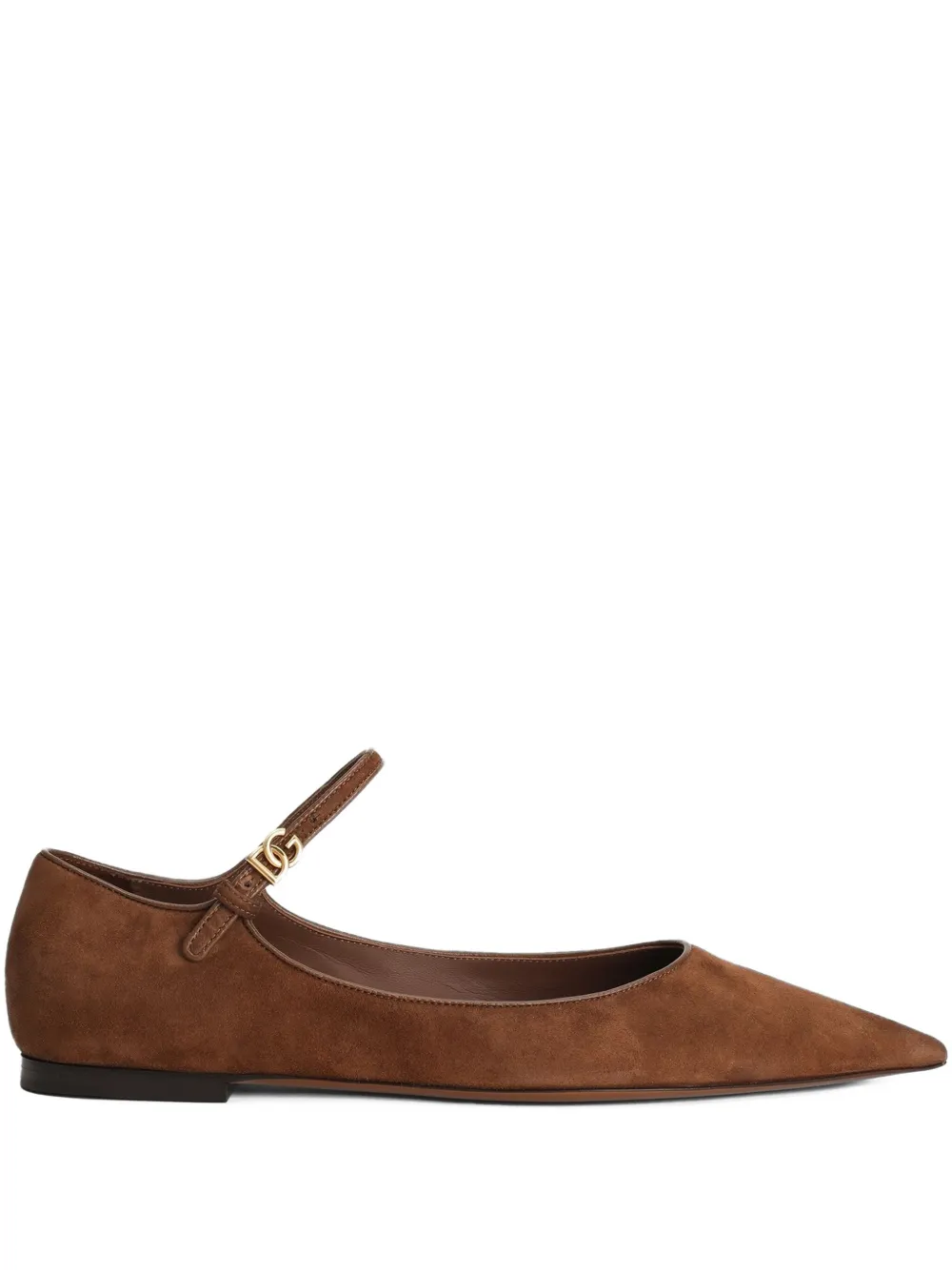 Dolce & Gabbana pointed-toe ankle-strap flats Brown
