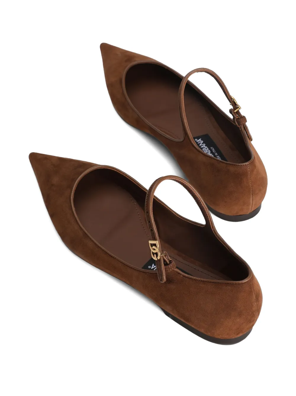 Dolce & Gabbana pointed-toe ankle-strap flats Brown
