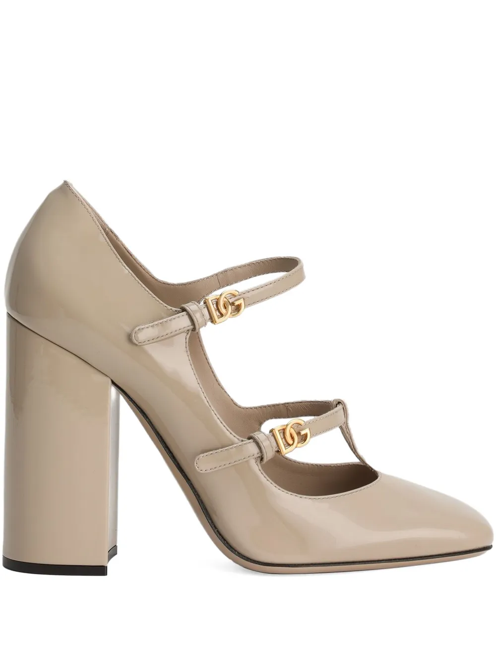 Dolce & Gabbana DG buckle-embellished leather pumps Neutrals