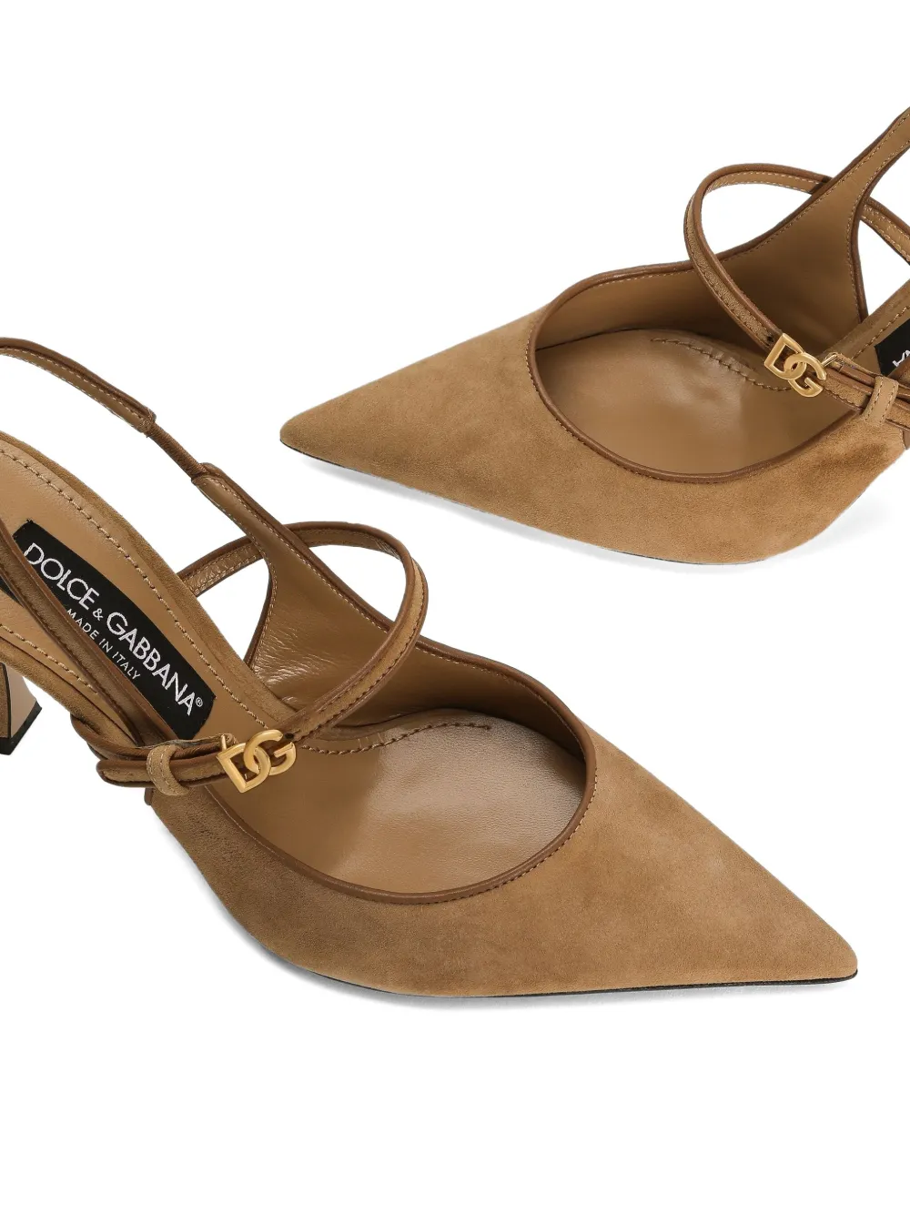 Dolce & Gabbana logo-appliqué slingback pumps Neutrals