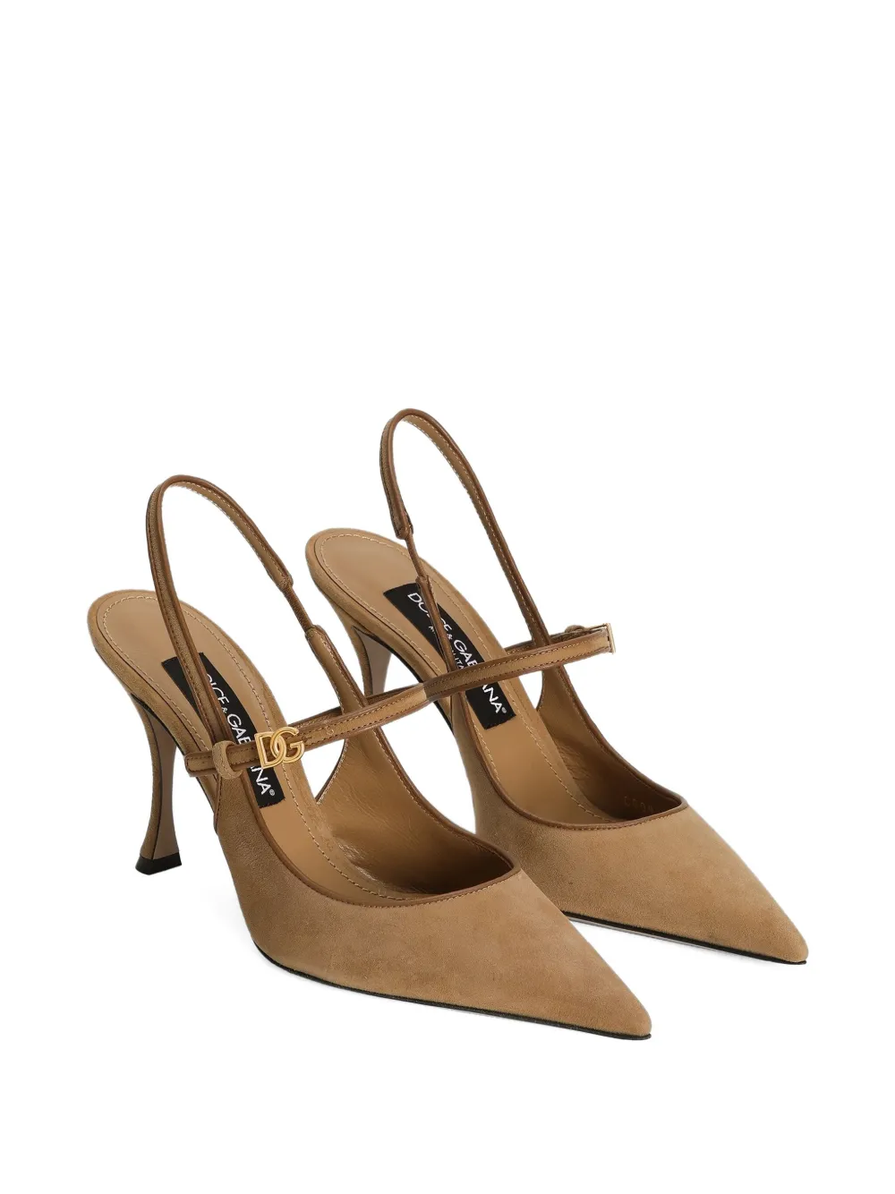 Dolce & Gabbana logo-appliqué slingback pumps Neutrals