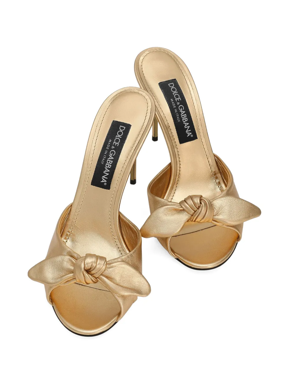 Dolce & Gabbana 90mm knotted leather heeled sandals Yellow