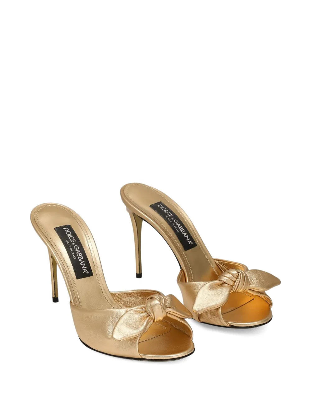 Dolce & Gabbana 90mm knotted leather heeled sandals Yellow