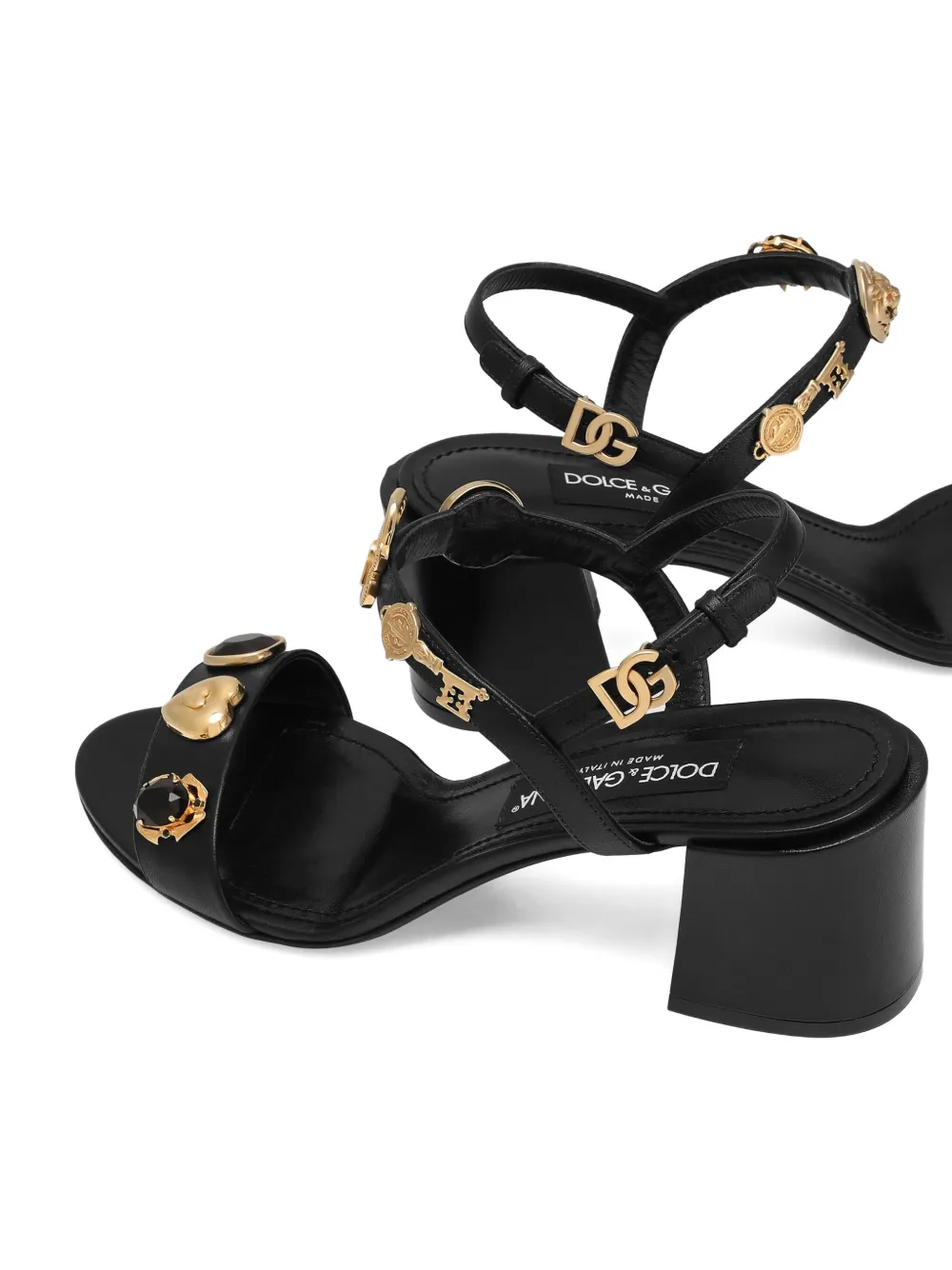Dolce 
Gabbana 60mm block-heel embellished sandals Black