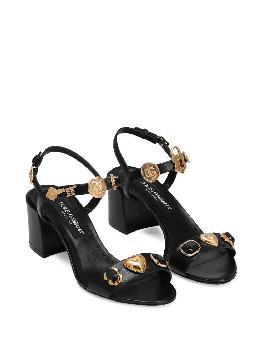 Dolce 
Gabbana 60mm block-heel embellished sandals Black