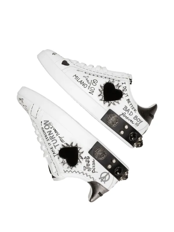 【関税＆送料込み】Dolce & Gabbana 'Portofino' White Sneake Dolce & Gabbana Portofino Leather Sneakers | White | FARFETCH