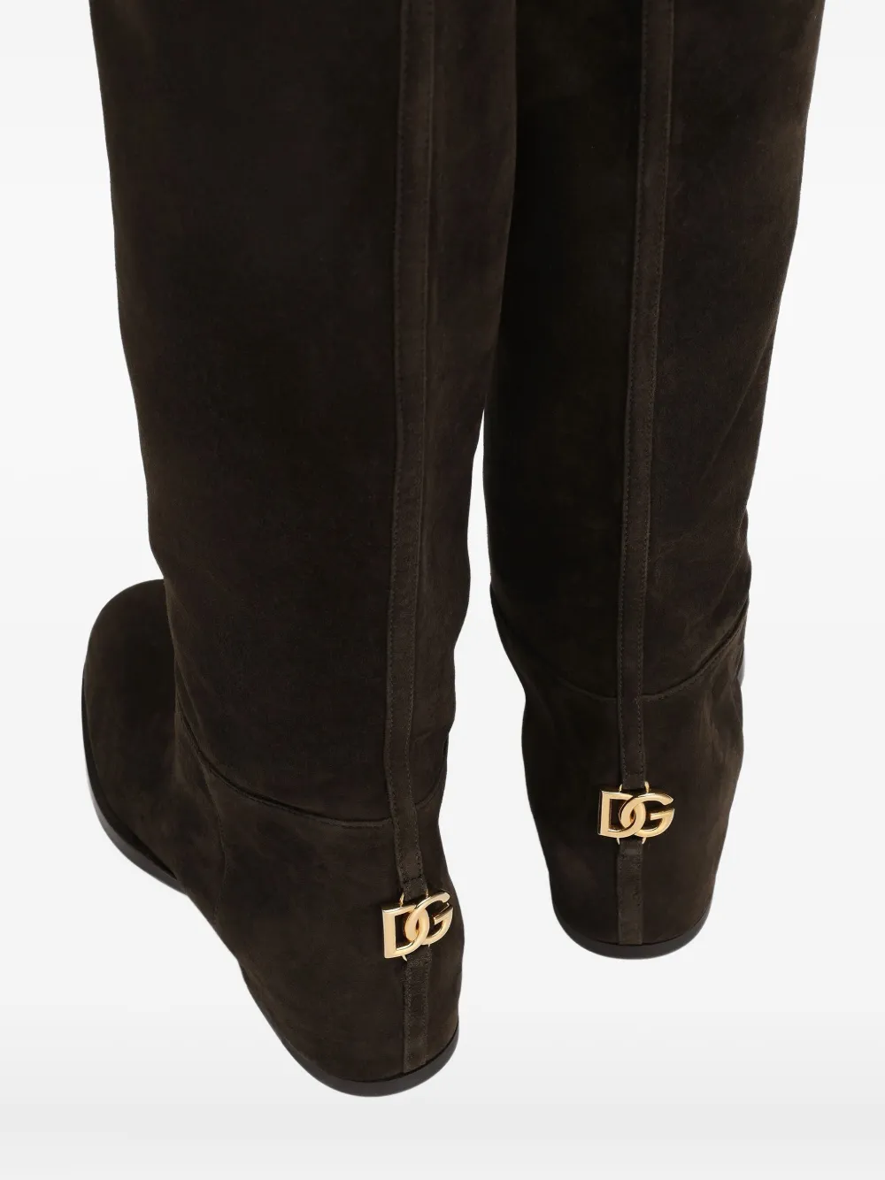 Dolce & Gabbana logo-plaque suede boots Brown
