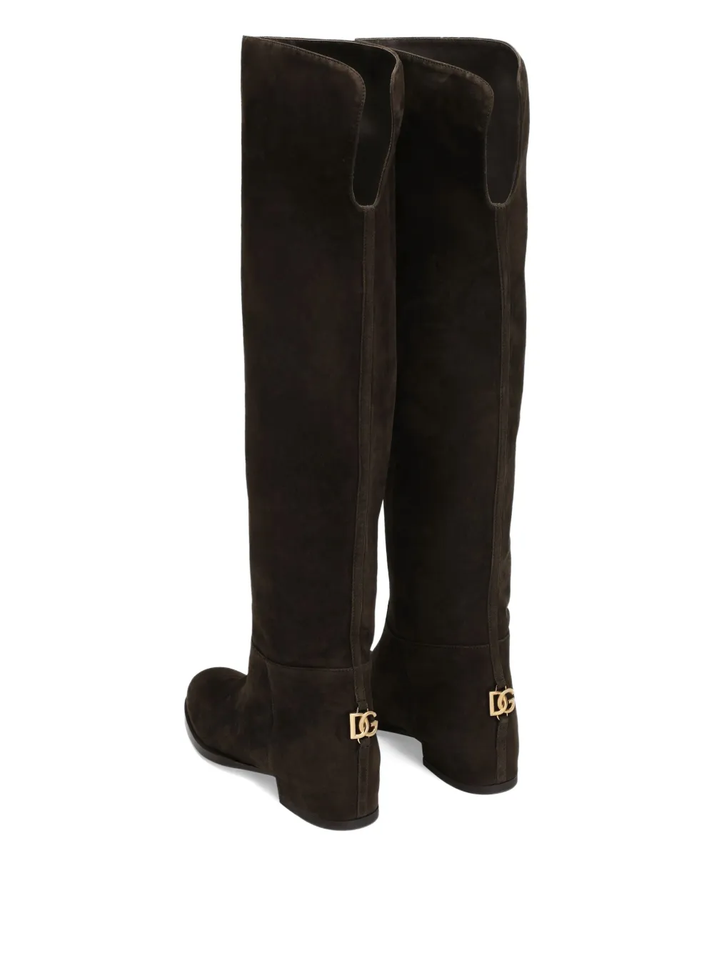 Dolce & Gabbana logo-plaque suede boots Brown