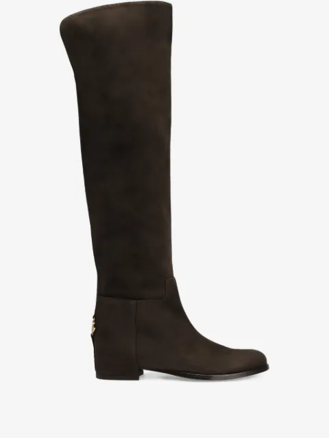 Dolce & Gabbana Stiefel aus Wildleder mit Logo-Schild