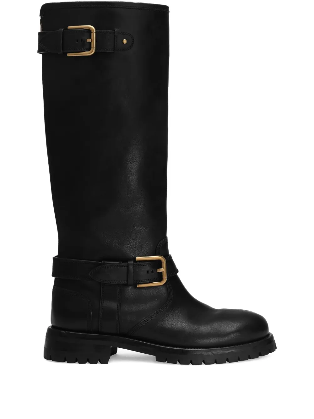 Dolce & Gabbana Buckle-detail Knee-high Boots In Black