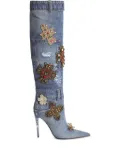 Dolce & Gabbana 105mm embroidered patchwork denim boots - Blue