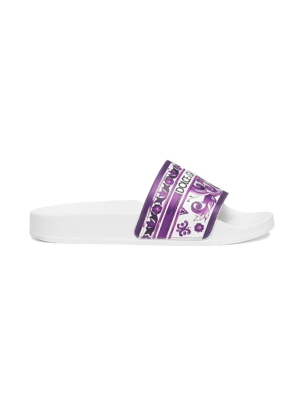 Dolce 
Gabbana Kids Majolica-print flip flops White