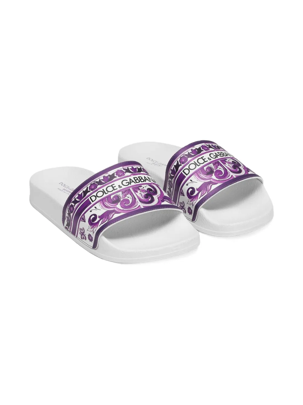 Dolce 
Gabbana Kids Majolica-print flip flops White